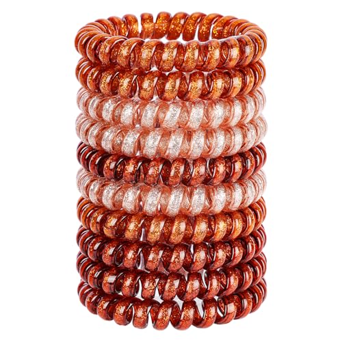 JessLab Spiral Hair Ties for Women, 10-Pack Traceless No-Damage Ponytail Holders, Coils Hair Bands for Girls, Assorted Colors - color: #46