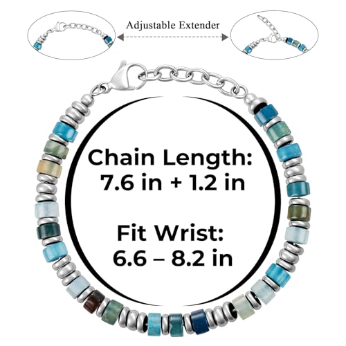 SIUMAL Mens Bracelet, Boho Stainless Steel Bracelets for Men, Beaded Bracelets, Jewelry Gifts for Husband, Father, Friends - color: Camouflage Blue