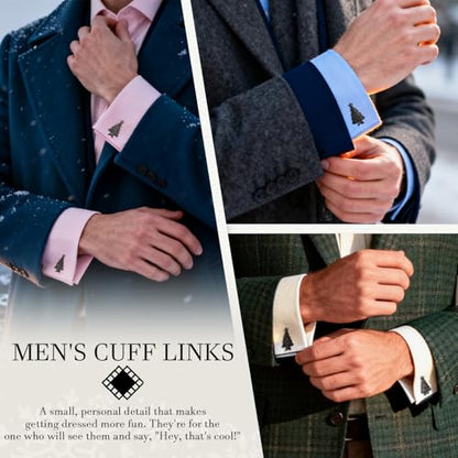 HAWSON Various Unique Cuff Links Mens, Animal/Tactical/Music/Holiday/Cufflinks, Themed Wedding Dinner Party Gift Suit Accessories - style: Christmas Tree