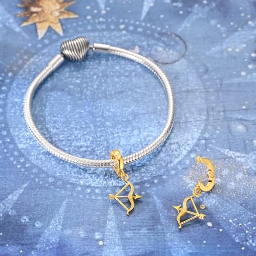 LAZA 925 Silver Charms for Bracelets and Necklaces Gold charms for Women | Summer Travel Party Lucky Zodiac Charms Clearance Pendant Beads Christmas Birthday Graduation Gift Jewelry for Women - color: Sagittarius