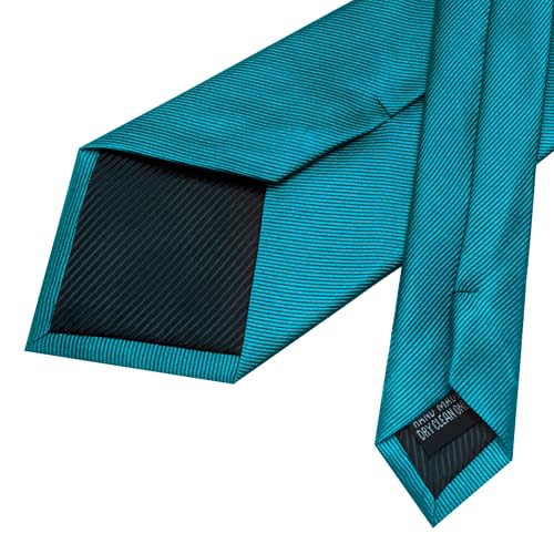 JEMYGINS Formal Necktie Solid Color Tie and Pocket Square with Tie Clip Lapel Pin Sets for Men 4PCS - color: Teal Blue