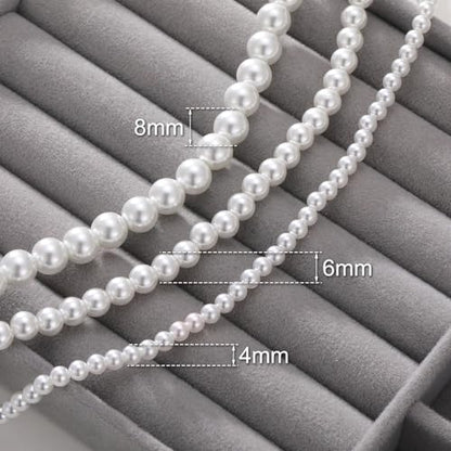 MJartoria Pearl Necklace for Men | Women, 16''-24'' Pearl Necklaces, 4mm/6mm/8mm White Faux Pearl Choker Necklace Trendy Jewelry Gifts for Women Men - size: 24 inches, style: 4mm