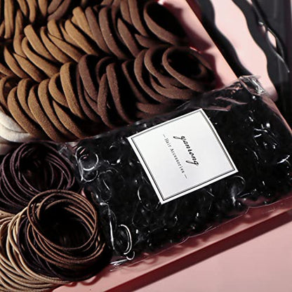 YANRONG Brown Hair Ties For Women Girls,Elastic Ponytail Holders Rubber Band For Thick Hair & Thin Hair Fashion Hair Accessories Set（809PCS） - color: Brown
