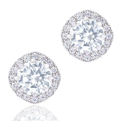 ORROUS & CO 18K Gold Plated CZ Simulated Diamond Stud Earrings for Women, Hypoallergenic, 1.9 Carat