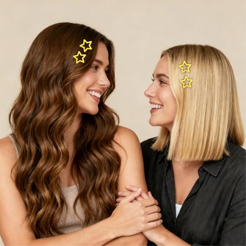 64 Pcs Metal Snap Hair Clips for Women,Small Snap Barrettes for Women Girls Thick Fine Hair (Yellow) - color: Yellow