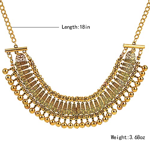 LUREME Vintage Engraved Coin Bib Statement Necklace Clavicle Necklace (01003295) - style: Antique Gold C