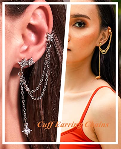 Tornito 17Pcs Ear Cuffs Chain Earrings Snake Butterfly Leaf Non Piercing Clip on Earring Fake Helix Cartilage Earrings Ear Clip Jewelry Silver Gold Tone - color: B:Gold Tone