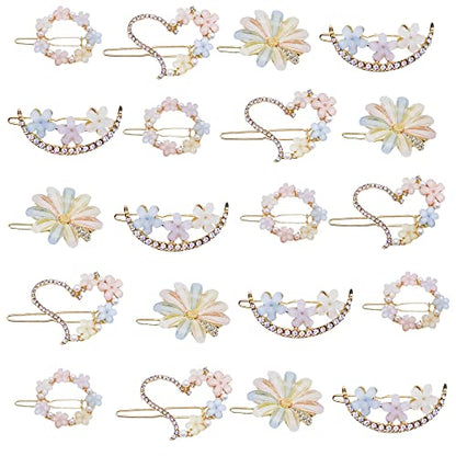 Hair Clip, 20PCS Rhinestone Flower Hair Clip Bobby Pin, Bling Crystal Love Pins Handmade Metal Headwear Hair Clips for Women's and Girls' Hair Accessories | 20PCS,Handmade metal headwear Hair clips Hair clips for women's and girls' hair accessories - colo