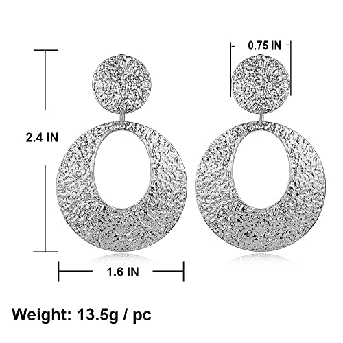 Matte Gold Silver Large Clip On Earrings for Women Statement Earrings - color: Clip f