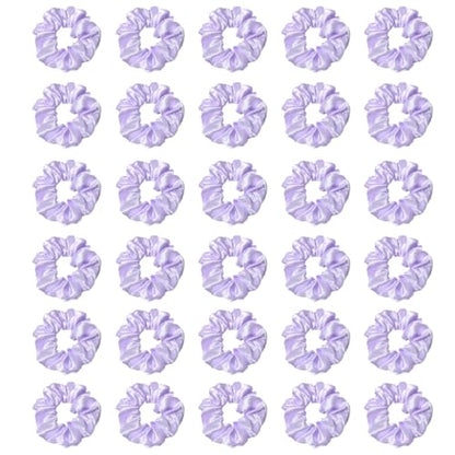 Silk Hair Ties Ponytail Holder Hairs Bow Ropes Elastics Hairtie Accessories Wide 0.8inch on Hair No Damage No Crease for Women Curly Thick Wavy Hair(30Pcs Light Purple) - color: Light Purple