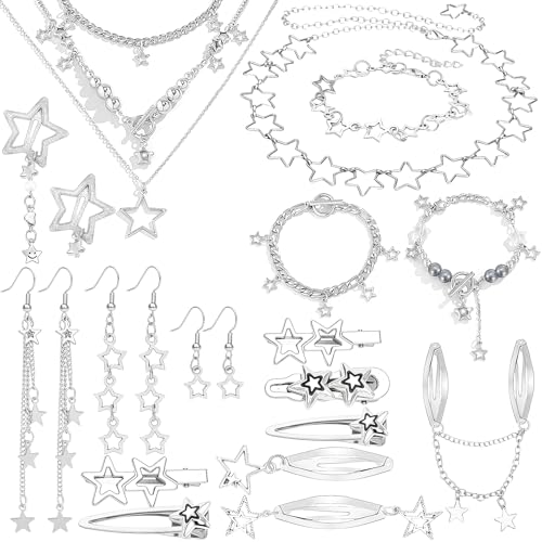 NEWITIN 15 Pieces Gold Bohemian Jewelry Set for Women Turquoise Jewelry Set | Costume Gold Jewelry, Western Jewelry, Belt Chain Necklaces Bracelets Rings Earrings Set for Women Party Daily, Women Gifts - color: Silver