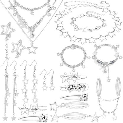 NEWITIN 15 Pieces Gold Bohemian Jewelry Set for Women Turquoise Jewelry Set | Costume Gold Jewelry, Western Jewelry, Belt Chain Necklaces Bracelets Rings Earrings Set for Women Party Daily, Women Gifts - color: Silver