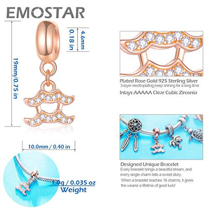 EMOSTAR Zodiac Sign Charms fits European Charm Bracelet – Rose Gold 925 Sterling Silver Necklace Pendant, 12 Horoscope Constellation Dangle CZ Birthstone Beads, Gifts for Women/Men/Birthday - color: Aquarius (1.20 – 2.18)