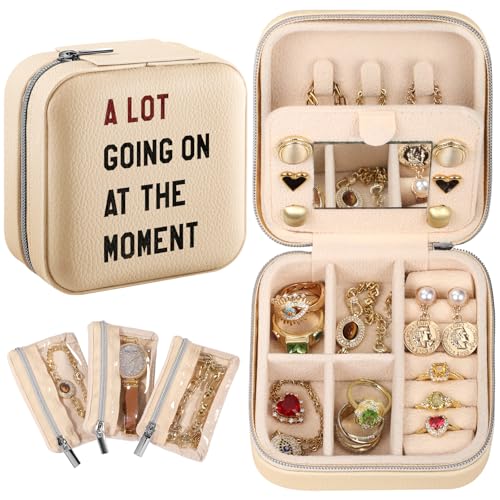 Bistup Travel Jewelry Case - Small Jewelry Organizers and Storage Box for Women Girls Teens Cute Traveling Holder with Mirror, Little Tiny Compact Modern Unique Aesthetic Pretty, Quotes - style: Quotes