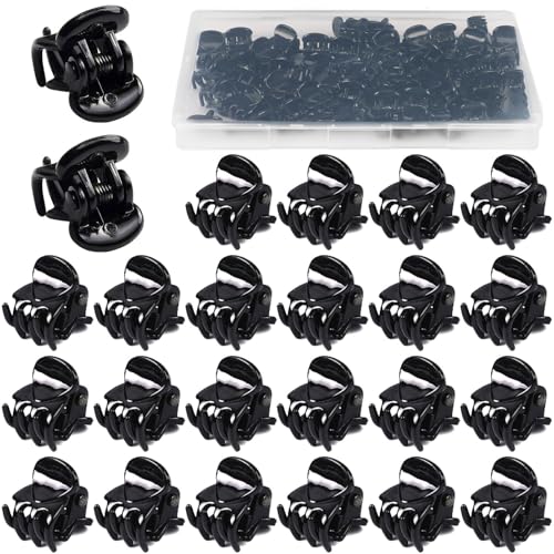 JANYUN 48Pcs Mini Hair Claw Clips, Black Tiny Hair Clips Hairstyle | Strong Grip Hair Clips for Girls Women, Non-Slip Hair Accessories Plastic Multifunction Clamp Clips Hair Accessories Gifts - color: Black