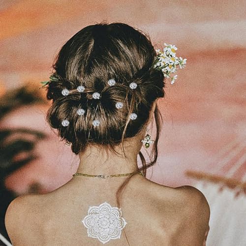 60 PCS Gems Rhinestone Twister Hair Studs Set Diamond Spiral Pearl Flower Jewels Hair Pins Sticks for Wedding, Bridal, Prom, Party and Special Occasion(Classic Diamonds) - color: Classic Diamonds