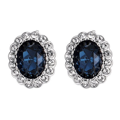 Yoursfs Vintage Crystal Clip On Earrings For Women Platinum Plated Rhinestone Clip On Earrings Non Pierced Oval Shap Cubic Zirconia Earring Hypoallergenic Jewelry - style: Sapphire Earrings