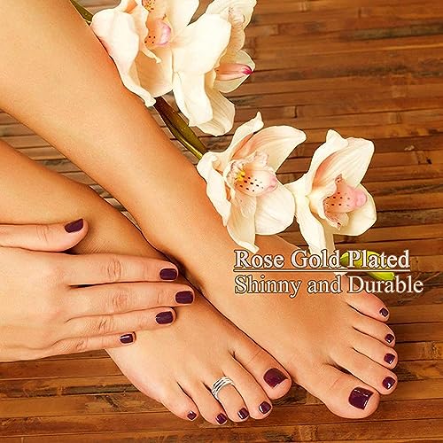 5 Pcs Filled Toe Rings for Women Non Tarnish Filled Toe Ring Adjustable Flower Cz Dainty Toe Ring Summer Beach Open Toe Rings Set Toe Jewelry Foot Jewelry(Gold,Silver,Rose Gold) - color: Rose Gold