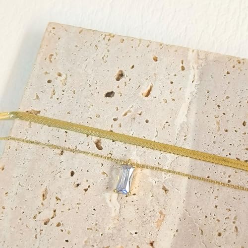 Zeffy Diamond Necklaces for Women, Dainty Gold Necklace 18k Gold Plated Layered Necklaces Simple Gold CZ Diamond Pendant Necklaces for Women Trendy Jewelry Gifts for Girls - color: Gold Diamond Snake Layered Necklace