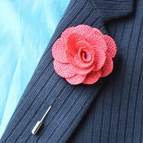 12 Pcs Flower Lapel Pins, Handmade Camellia Flower Boutonniere for Men Women Suit Wedding Party - color: 12X white-pin