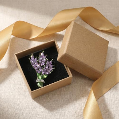 1 Piece Purple Floral Brooch Lavender Flower Brooch for Women Flowers Lapel Pins Crystal Flower Branch Corsage Elegant Dress Accessories for Party Dance Wedding
