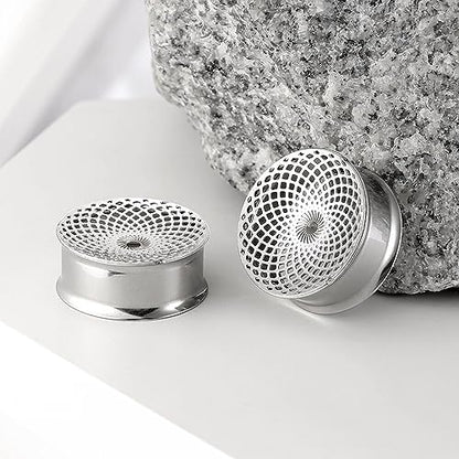 1 Pair New Classic gauges Ear Plugs Tunnels Hypoallergenic 316 Stainless Steel Ear Gauges 8mm-25mm (0G-1") Body Piercing Jewelry - color: Silver-1407, size: 1/2" (12mm)