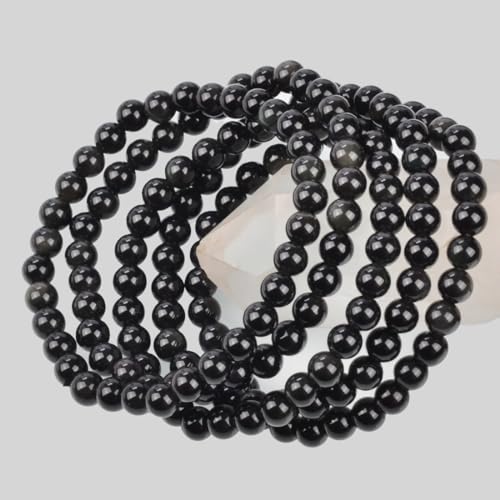 MASSIVE BEADS Handmade Yoga Stretch Elastic Bracelet Natural Stone Crystal Healing Power Energy Gifts for Unisex Adult 4mm 6mm 8mm 10mm - color: Black Obsidian(Pleasure), size: 6mm