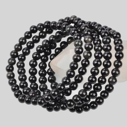 MASSIVE BEADS Handmade Yoga Stretch Elastic Bracelet Natural Stone Crystal Healing Power Energy Gifts for Unisex Adult 4mm 6mm 8mm 10mm - color: Black Obsidian(Pleasure), size: 6mm