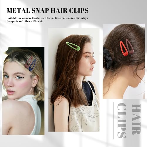 20 PCS Metal Snap Hair Clips Water Drop No Slip Barrettes for Women Bright Small Hair Clips For Thick And Thin Fine Hair,Green Red Brown Yellow Dark Blue,1.97 x 0.5 In. - color: Green Red brown Yellow Dark Blue