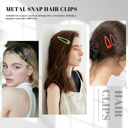 20 PCS Metal Snap Hair Clips Water Drop No Slip Barrettes for Women Bright Small Hair Clips For Thick And Thin Fine Hair,Green Red Brown Yellow Dark Blue,1.97 x 0.5 In. - color: Green Red brown Yellow Dark Blue