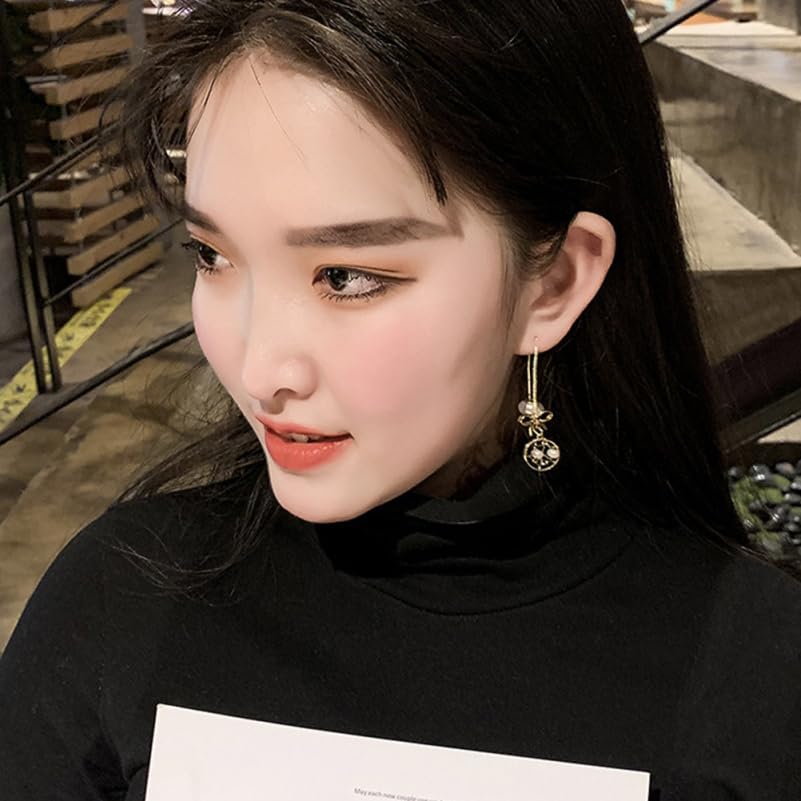 1Pair Chic Net Shaped for Women Creative Pearl Ear Pendants Simple Fashion Occasions Elegant Evening Dress Accessories