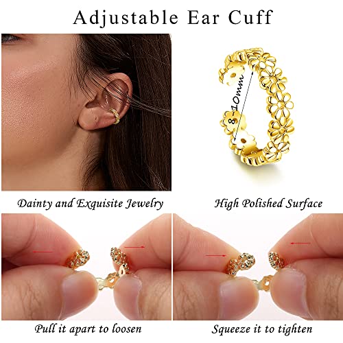 Florideco Ear Cuff Earrings Set for Women Adjustable Fake Earring Cuffs Non Piercing Earring Set Ear Jewelry Set - color: Gold Tone