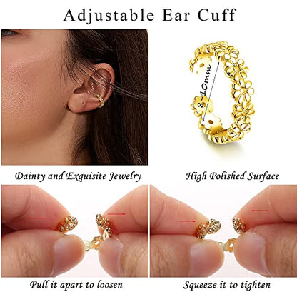 Florideco Ear Cuff Earrings Set for Women Adjustable Fake Earring Cuffs Non Piercing Earring Set Ear Jewelry Set - color: Gold Tone