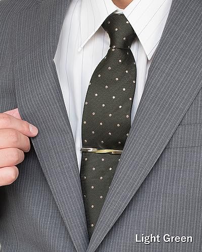 [TAVARAT] Tie Clip Tie Clips for Men Genuine Leather Silver Tie Bar Tie Pin Tps-078 - style: light green
