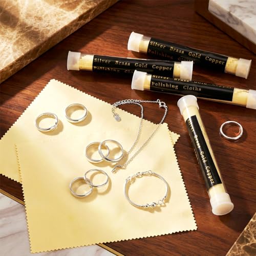 12 Pcs Jewelry Cleanning Cloth with Tube 7 x 6 Inch Silver Polishing Cloth Brass Cleaner for Sterling Silver Brass Gold Copper, Individually Wrapped(Yellow) - color: Yellow