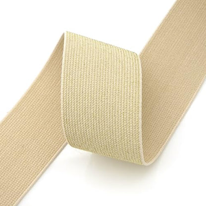 Women Wide Stretchy Waist Belts Elastic Cinch Belt for Dresses - color: Bling Beige Band Gold Buckle, size: Fit Waist 30"-32"