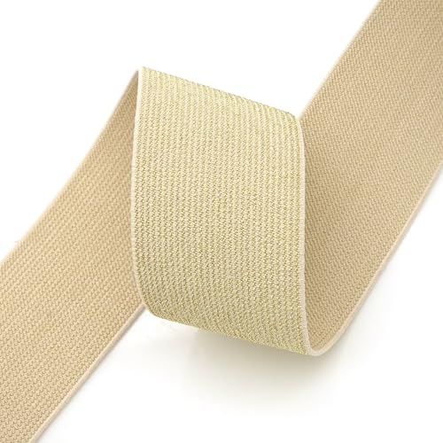Women Wide Stretchy Waist Belts Elastic Cinch Belt for Dresses - color: Bling Beige Band Gold Buckle, size: Fit Waist 32"-34"