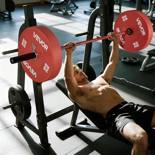 VEVOR 7FT/6FT/4FT Olympic Barbell Bar, Fits 2-Inch Weight Plates, Barbell Bar with Knurled Grip for Strength Training, Weightlifting, Squat, Deadlift, Bench Press, Curl, Overhead Press, 500lbs/700lbs/1000lbs Capacity - size: 6FT, 700LBS