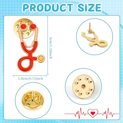 SANNIX 15Pcs Stethoscope Pins, Stethoscope Lapel Pins Enamel Nurse Doctor Brooch Badge Nurse Week Gifts for Clothes Bags Hats Accessories, 8 Colors - style: Stethoscope Pin