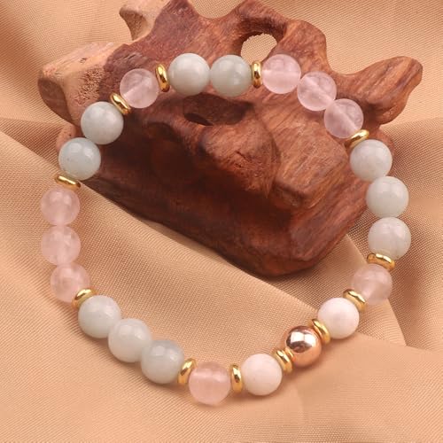KSQS Healing Stone Bead Bracelet for Women, Natural Gemstones Balance Protection Bracelet, Spiritual Crystal Beads Bracelet Anxiety Relief with Meaning Card - color: Fertility