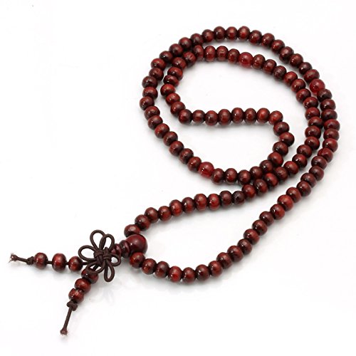 Eigso 6-8mm Wood Beads Bracelet Prayer Beads for Meditation Buddha Tibetan Bracelet for Men and Women - color: C:4 Pcs