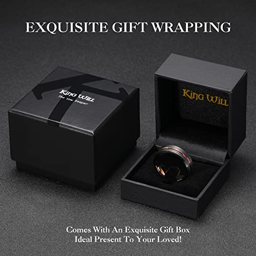 King Will Mens 8mm Cross Groove Tungsten Carbide Wedding Ring | Rose Gold, 8mm, Grooved, Comfort Fit, Cross design, Everyday Wear - color: Black Rainbow 8mm