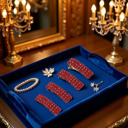 4PCS Red Fashion Korean Style Rhinestones Snap Hair Clips,Rectangular Hairpins Shiny Luxury Hairpins BB Clip Barrettes Hair Accessories for Girls Barrettes(ZS618)