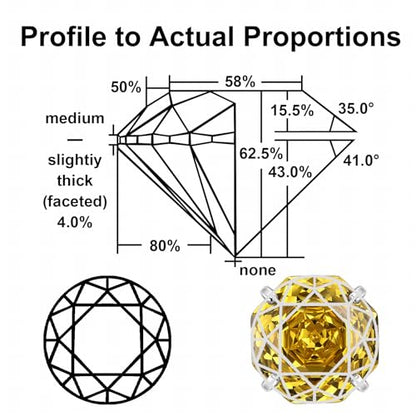 Zircon Flat Back Screw Hypoallergenic Surgical Steel Stud Earrings - color: Luxe Yellow, size: 1ct - 0.24 Inch (6mm), None Gift Box
