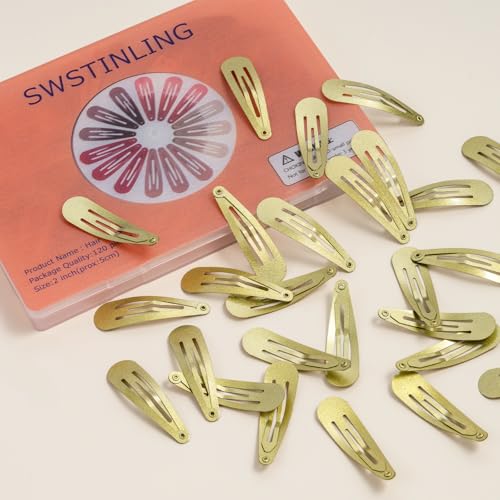 120 Pack Gold 2 Inch Barrettes Women Metal Snap Hair Clips Accessories | Non - Slip Hairpins Barrettes for Kids Girls Teens - color: Gold