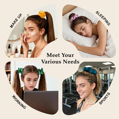 Satin Scrunchies for Women – 8PCS Dopamine Bright Silk Hair Ties – No Crease, Frizz-Free, Vibrant & Energetic Hair Bands for Thick & Thin Hair, Bold Hair Accessories Gifts - color: Large-Dopamine