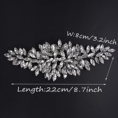 JWICOS Bridal Headband Crystal Hair Vine Wedding Headpiece for Bride & Girls (Silver) - color: Silver