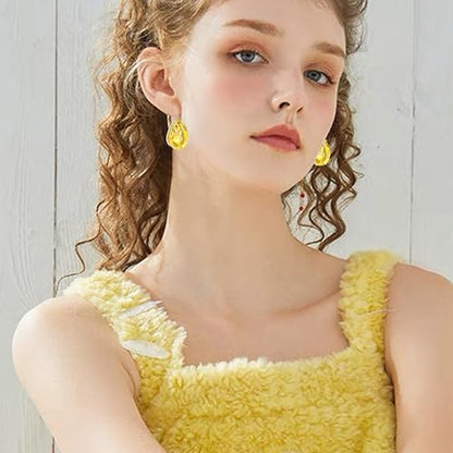 14K Gold Teardrop Crystal Leverback Earrings Sparkly Rhinestone Water Droplet Dangle Drop Earrings For Women - color: Yellow