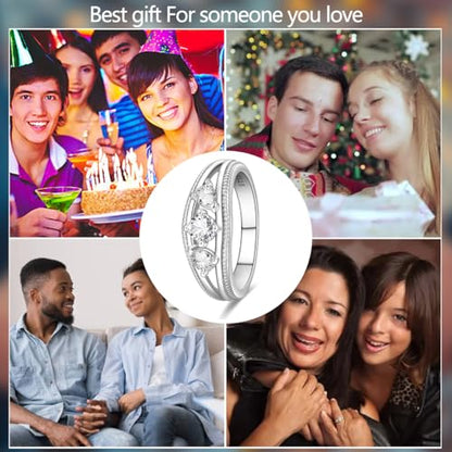 KUNSIR 925 Sterling Silver Rings Classic Cubic Zirconia Eternity Promise Statement Anniversary Wedding Bands Engagement Rings for Women Infinity Forever Love Ring Size 7-9 - style: Crystal Sugar Ring