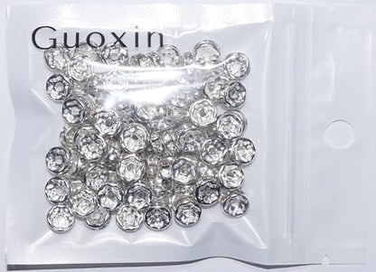 100Pcs Rondelle Spacer Beads Round Crystal Charms Czech Rhinestone Silver Plated Spacer Loose Beads for DIY Bracelet Necklace Jewelry Making Supplies (6MM, Green) - color: Green, size: 6MM